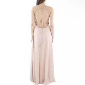 BCBGMAXAZRIA Womens Open Black Halter Formal Evening Dress Gown.